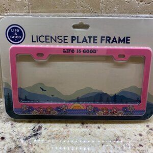 Life Is Good License Plate Frame Rainbow